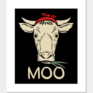 MOO Cute Cow for Cows Lovers Farming Gift Posters and Art